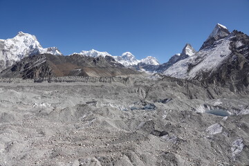 View on Everest, Lhotse and Ngozompa Glacier from Gokyo, Nepal