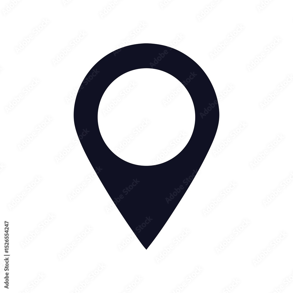 Poster vector 3d map pointer icon with a round pin marker for web location design silhouette illustration