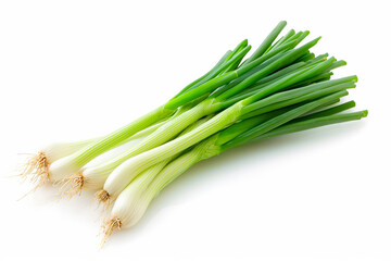 Young green onion isolated on white background