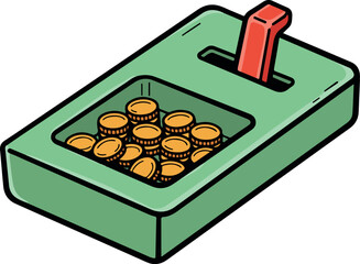 Vintage Coin Operated Slot Machine Illustration - Classic Casino Gambling Artwork