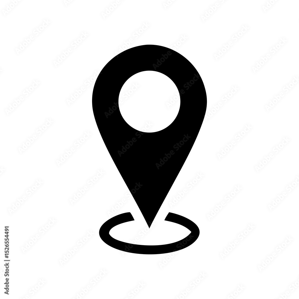 Poster 3d map pointer icon with yin yang design for web and info use silhouette vector illustration minimal