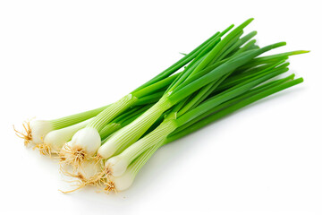 Young green onion isolated on white background