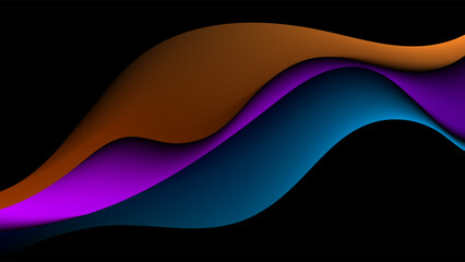 ABSTRACT DARK BACKGROUND ELEGANT GRADIENT MESH BLUE PURPLE  ORANGE SMOOTH COLOR WITH HAND DRAWN ORGANIC SHAPES DESIGN VECTOR TEMPLATE GOOD FOR MODERN WEBSITE, WALLPAPER, COVER DESIGN 
