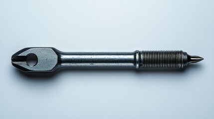 Metal tool on white background, close-up, industrial use