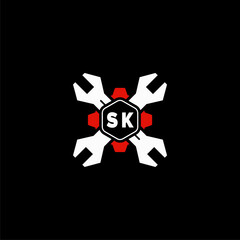 SK Initials Vektor Stok Otomotif Logo Design