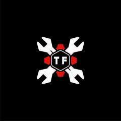 TF Initials Vektor Stok Otomotif Logo Design