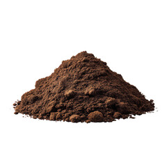 Pile of ground coffee beans isolated on transparent background