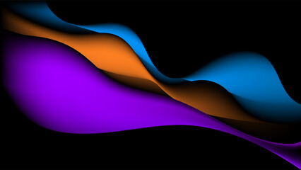 ABSTRACT DARK BACKGROUND ELEGANT GRADIENT MESH BLUE PURPLE  ORANGE SMOOTH COLOR WITH HAND DRAWN ORGANIC SHAPES DESIGN VECTOR TEMPLATE GOOD FOR MODERN WEBSITE, WALLPAPER, COVER DESIGN 