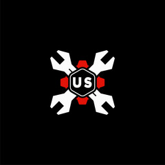 US Initials Vektor Stok Otomotif Logo Design