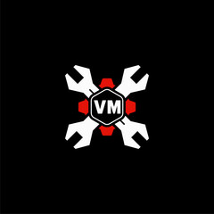 VM Initials Vektor Stok Otomotif Logo Design