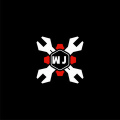 WJ Initials Vektor Stok Otomotif Logo Design