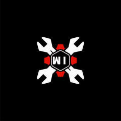 WI Initials Vektor Stok Otomotif Logo Design