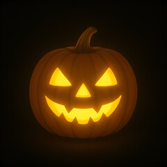 Naklejka premium glowing halloween pumpkin isolate on black background