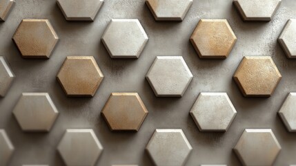 Metallic hexagons on textured surface
