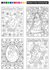 Art & Illustration Mother's day coloring page for kids and adults illustration