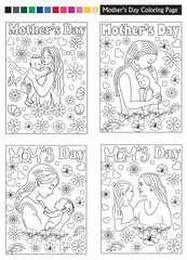 Art & Illustration Mother's day coloring page for kids and adults illustration