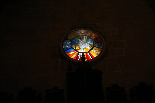 stained glass window in church - Powered by Adobe