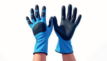 Vibrant blue safety gloves with textured palms, enhanced grip concept