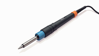 Sleek soldering iron illustration on white background, precision equipment