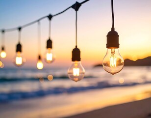 Sunset beach lights