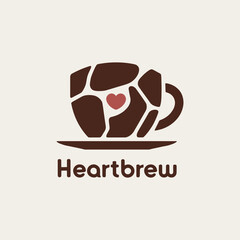 Minimalist coffee shop logo with heart design for branding and merchandise