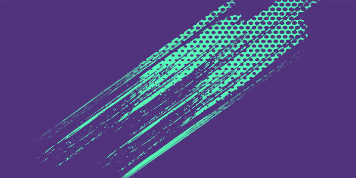 Abstract Background with Green and Purple Brush Texture and Halftone Effect. Grunge Sport Background, for Event Banner or Poster Design.art