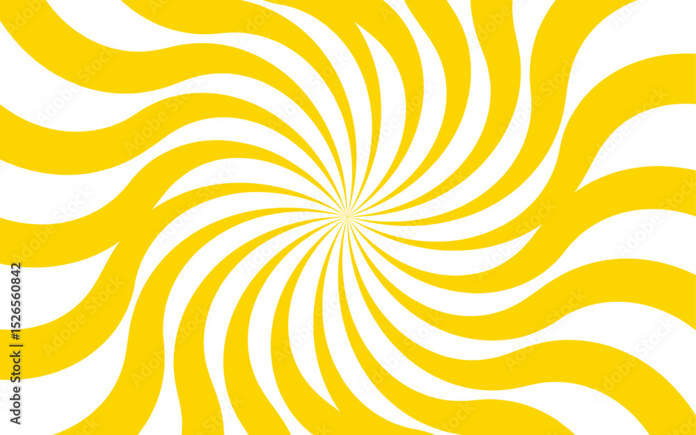 Aufkleber Abstract dynamic vibrant background with bright yellow and white spiral rays. Sunburst pinwheel design, with sense of movement and energy. Wavy, curved stripes twist with a visual illusion of spinning