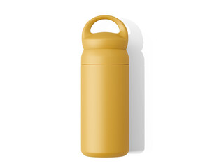 Blank Empty Thermos Water Bottle, Tumbler Bottle Isolated On Transparent Background, Prepared For Mockup, 3D Render.