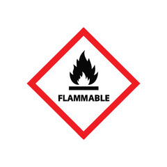 Flammable hazard symbol with fire illustration