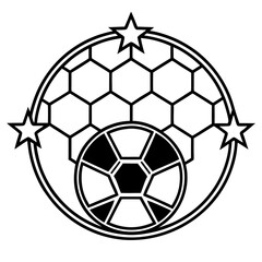 Obraz premium Soccer ball with stars circular silhouette design