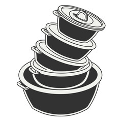 Stacked cooking pots silhouette graphic design element