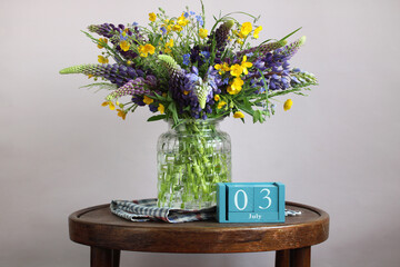 Bouquet of wildflowers celebrating the third of july