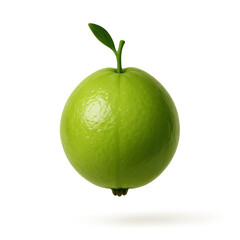 Fresh green guava fruit with leaf. healthy organic natural food, round and glossy. vibrant, tropical fruit showing perfect symmetry and clean vitality on transparency background