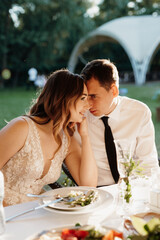 portrait of the newlyweds at the presidium