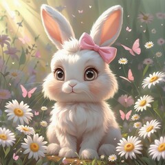 easter bunny with flowers