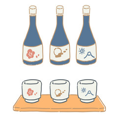 日本酒とおちょこのイラスト