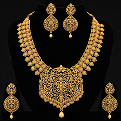 gold necklace on black