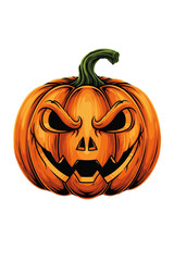Vector illustration of a Halloween pumpkin with a scary facial expression. Cartoon style suitable for Halloween theme designs, decorations, or other print and digital purposes.