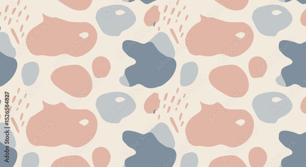Poster abstract seamless pattern in pastel tones, featuring irregular shapes and dots for backdrop