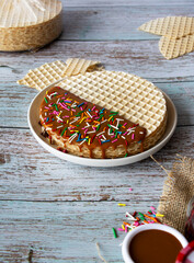 wafer with dulce de leche traditional dessert