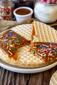 wafer with dulce de leche traditional dessert