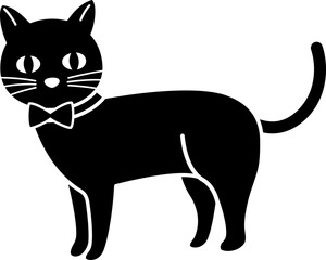 Halloween black cat Silhouette.
Cute black cat flat cartoon vector illustration isolated.
Transparent background.SVG file.