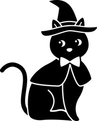 Halloween black silhouette of witch costume.
Cute black cat flat cartoon vector illustration isolated.
Transparent background.SVG file.