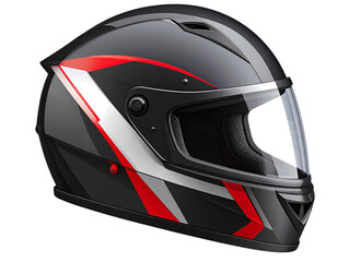 Motorcycle Helmet with Geometric Graphics, Side Angle, Transparent Background.