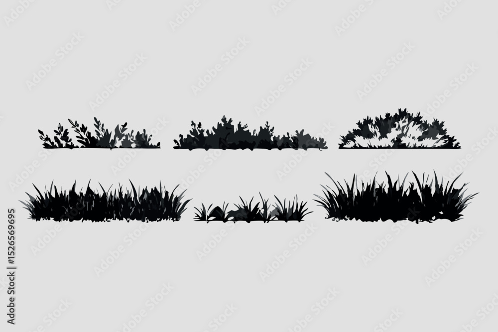 Poster a clear and simple sentence for naming the image could be: set of vector tree silhouettes for nature