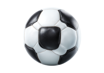 Classic black and white soccer ball isolated on black background, On Transparent Background