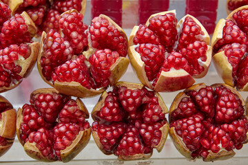 Close up of cut pomegranates