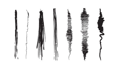 Black set paint brush strokes. Black paint ink stroke over square frame. Grungy brushes collection—brush lines vector set.