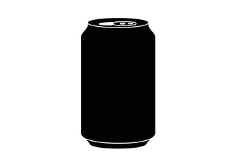 A black and white silhouette of a beverage can with a pull tab on a white background image view