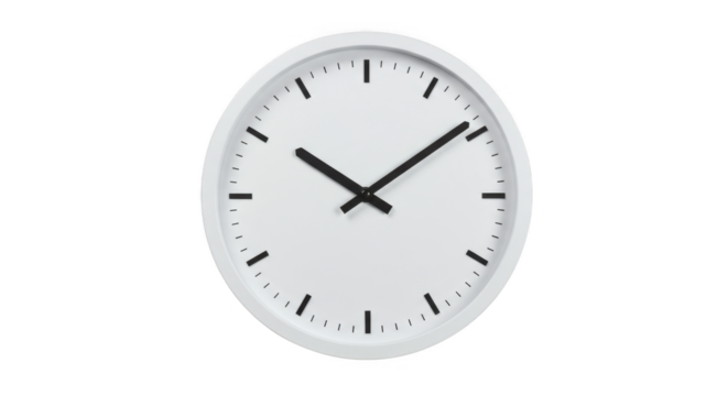 Minimalist Wall Clock with White Frame Showing Time on Black Background